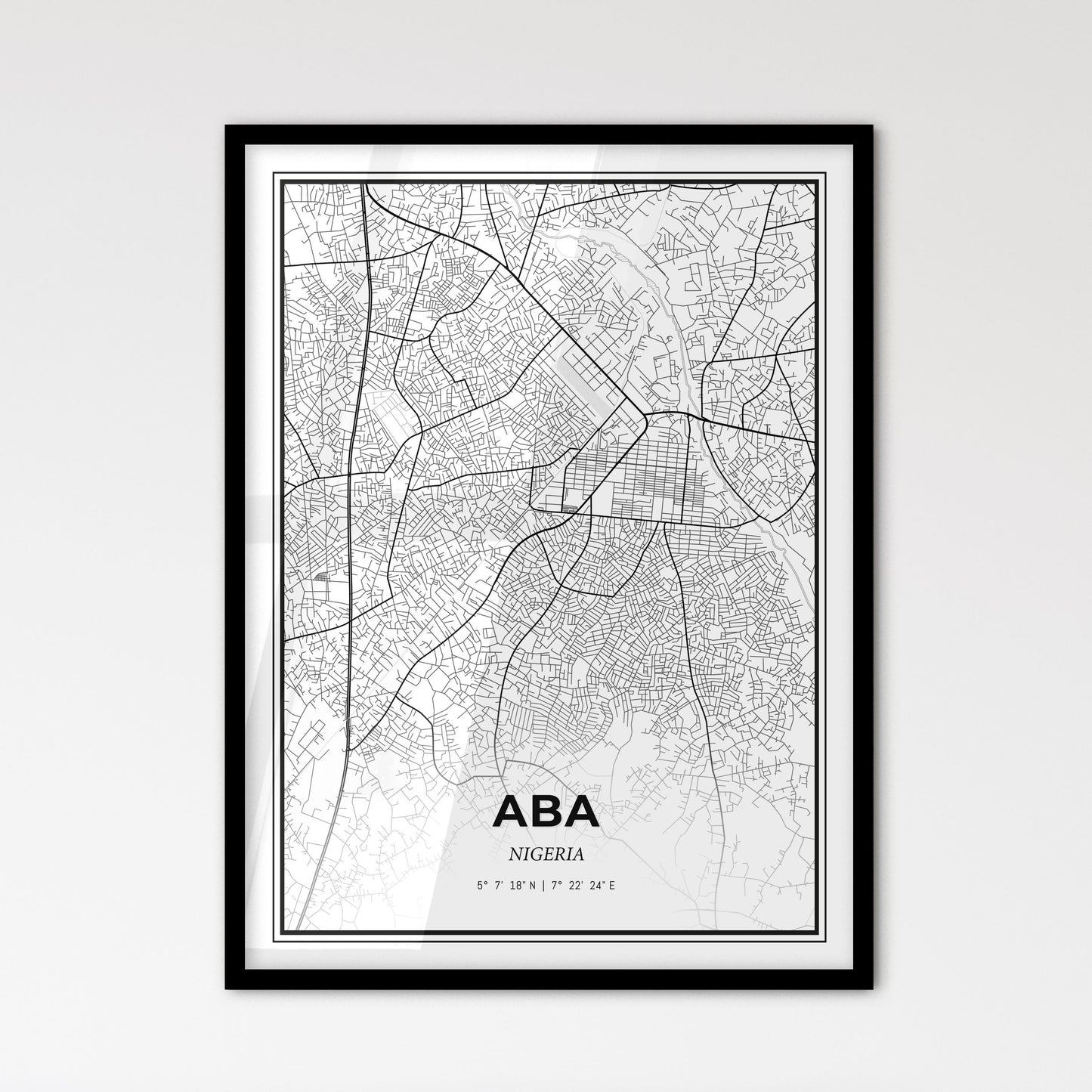 Aba Nigeria - Scandinavian Style City Map for Modern Home Decor