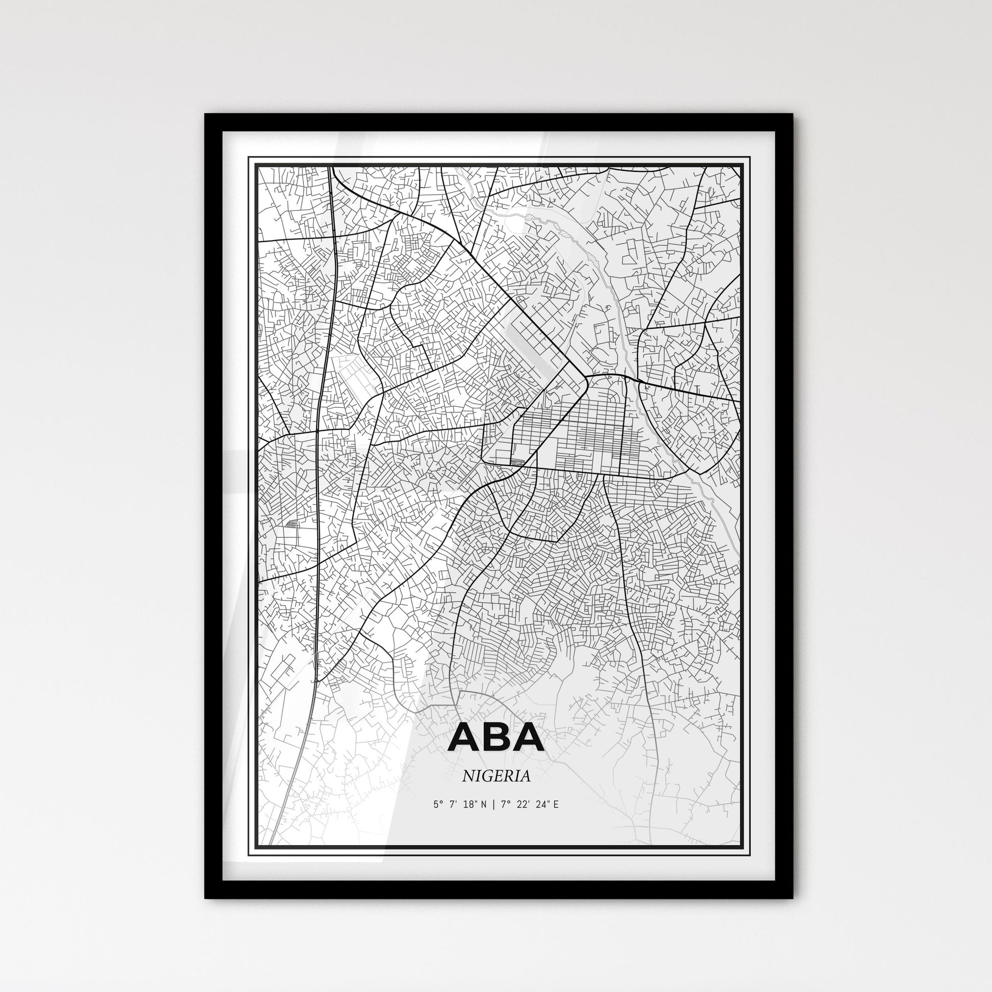 Aba Nigeria - Scandinavian Style City Map for Modern Home Decor