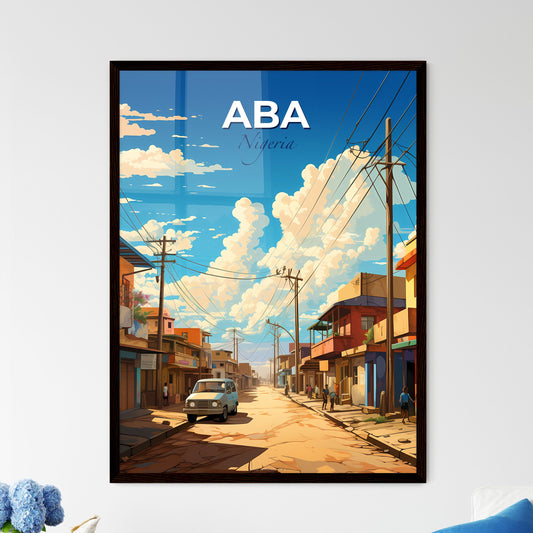 Vibrant Nigerian Street Art Depiction of Aba Skyline with Buildings and Vehicles Default Title