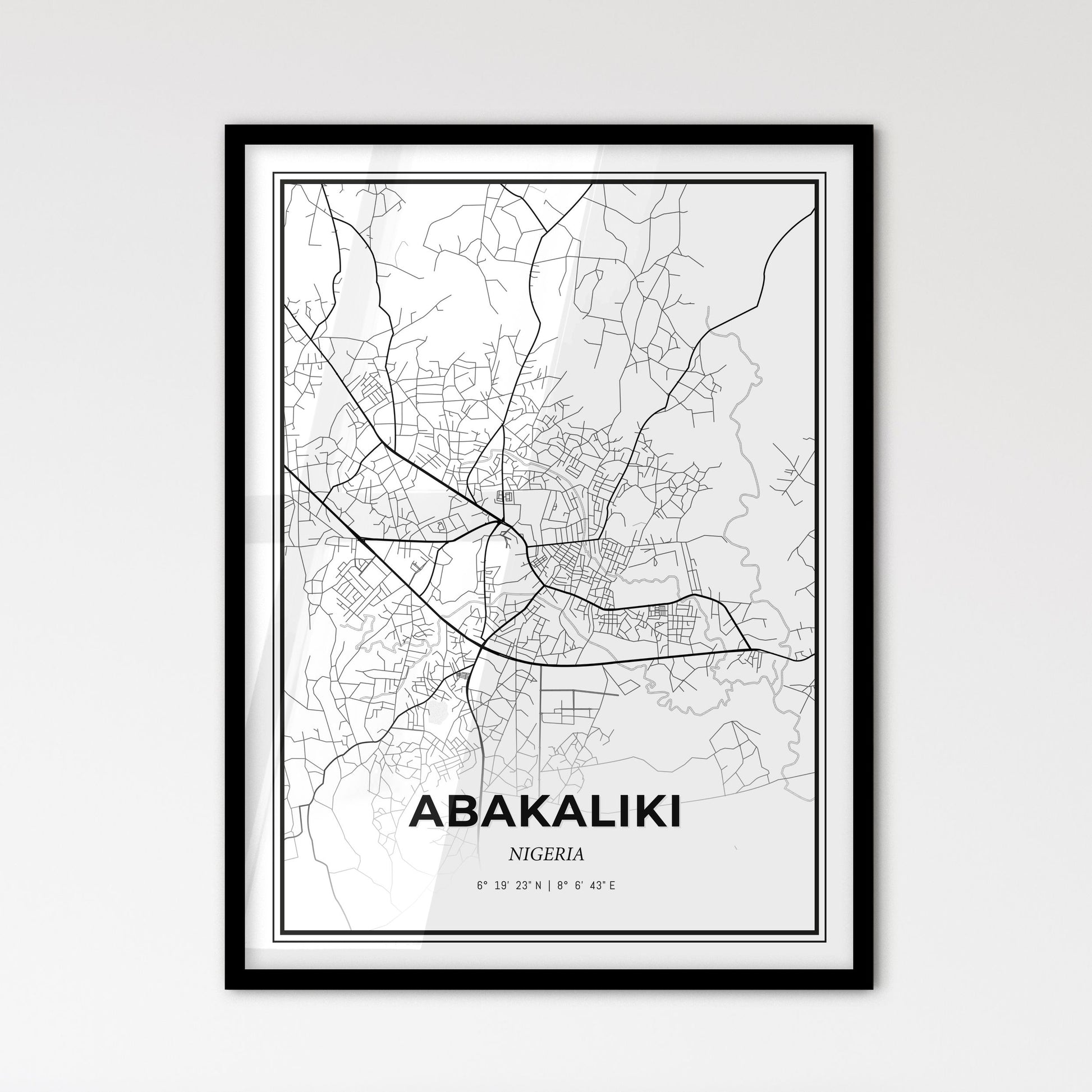 Abakaliki Nigeria - Scandinavian Style City Map for Modern Home Decor