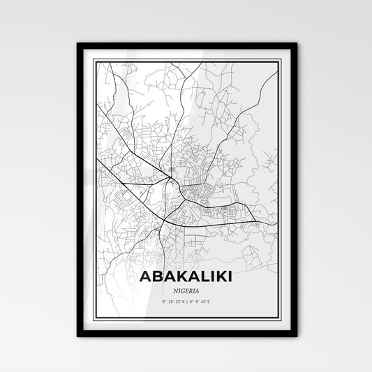 Abakaliki Nigeria - Scandinavian Style City Map for Modern Home Decor