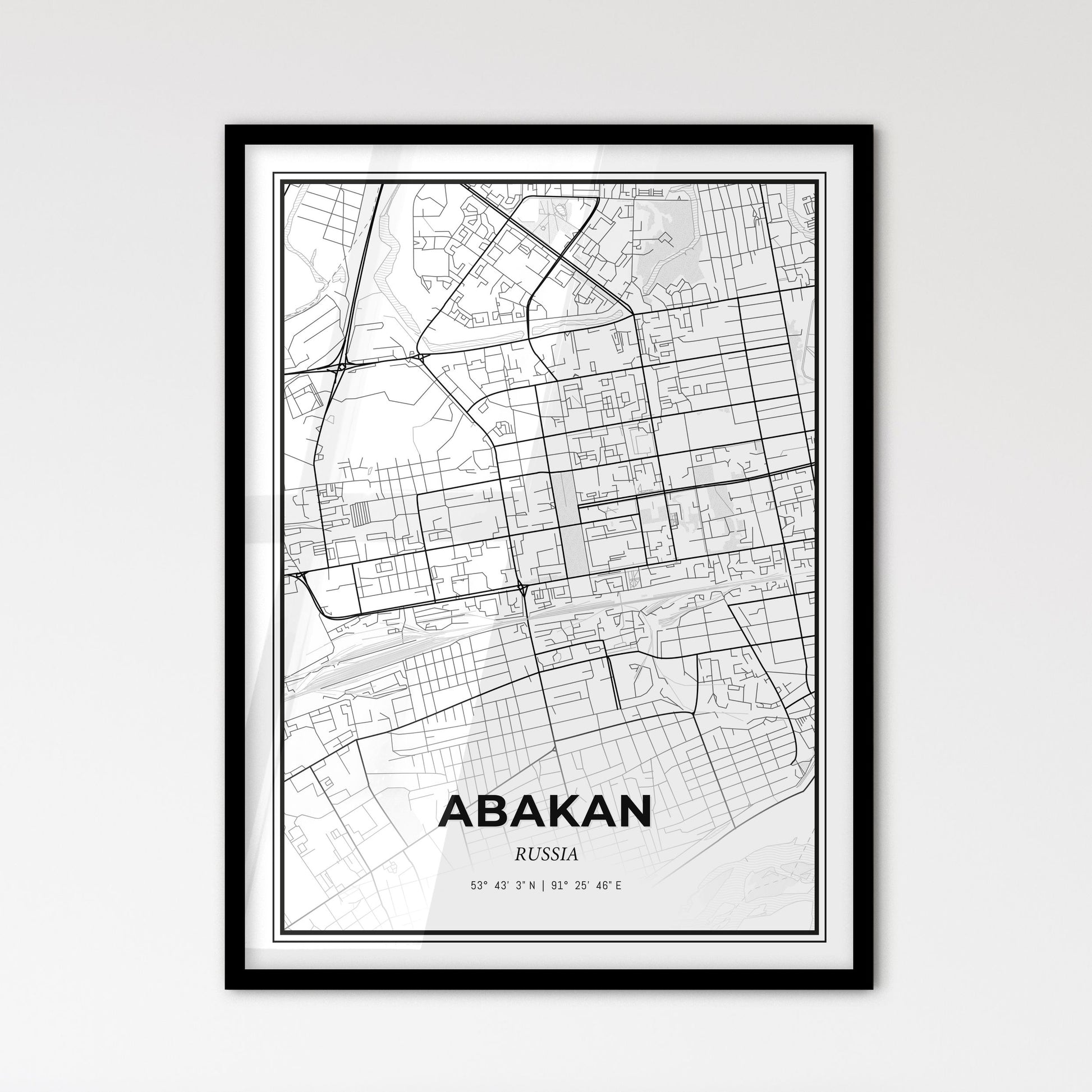 Abakan Russia - Scandinavian Style City Map for Modern Home Decor