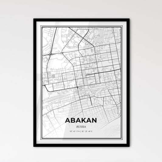 Abakan Russia - Scandinavian Style City Map for Modern Home Decor