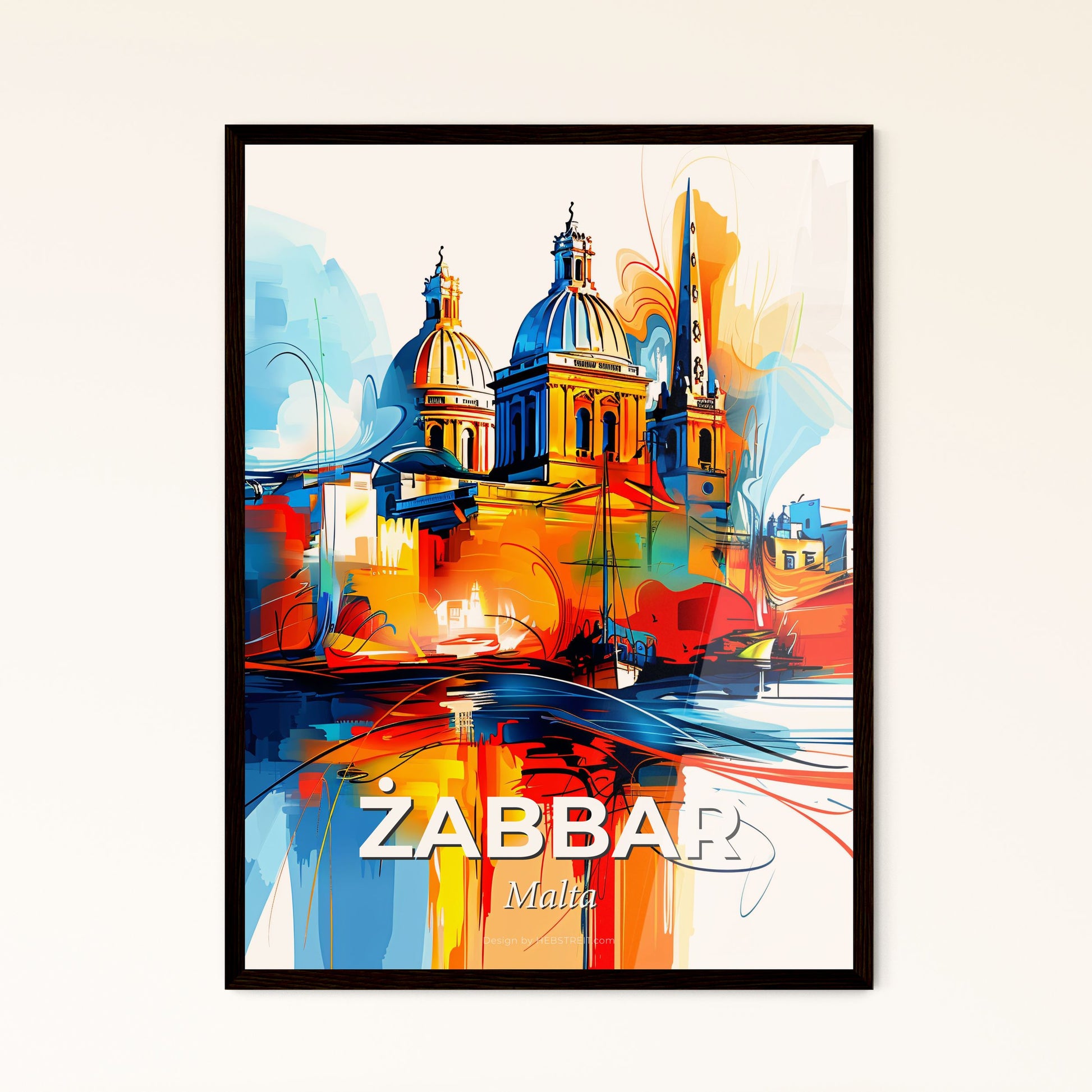 Vibrant  Żabbar, Malta - A Painting Of A Building With A Tower And A Tall Tower