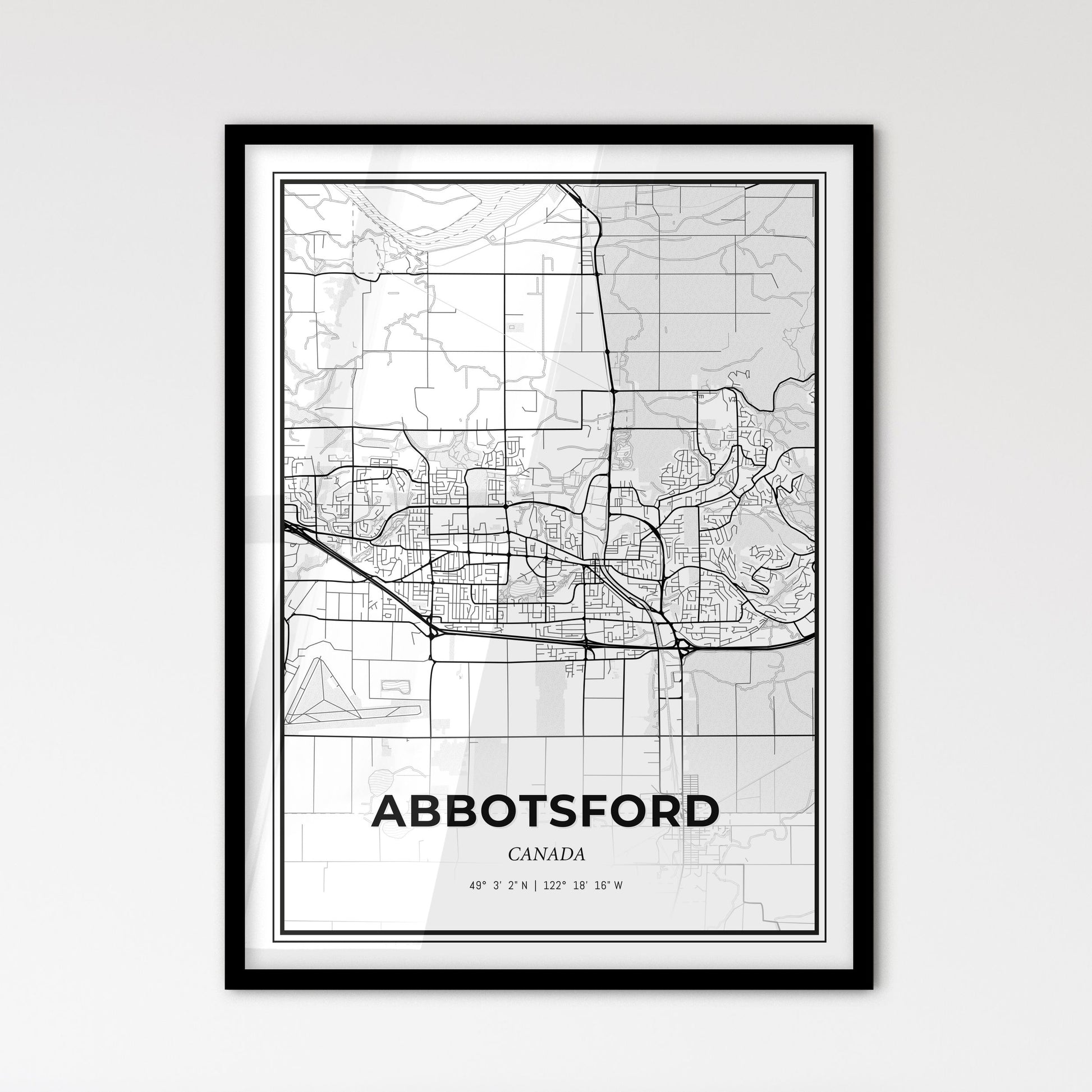 Abbotsford Canada - Scandinavian Style City Map for Modern Home Decor