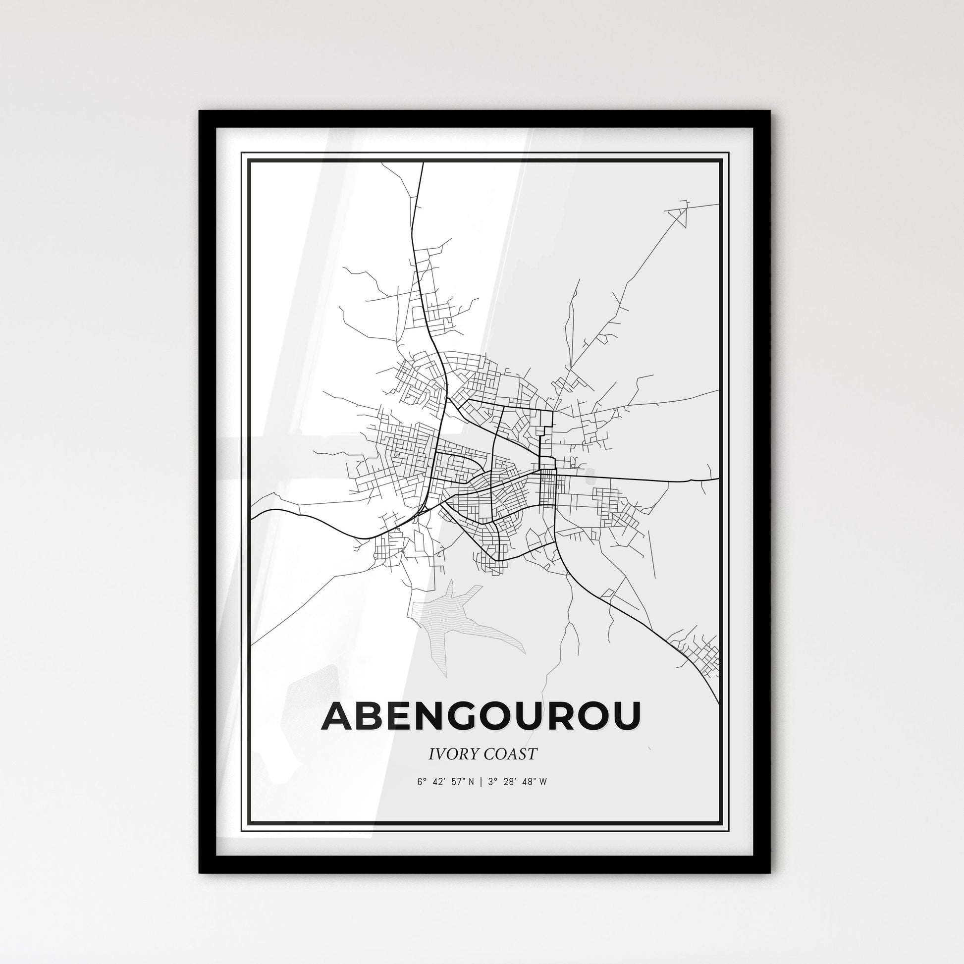 Abengourou Ivory Coast - Scandinavian Style City Map for Modern Home Decor