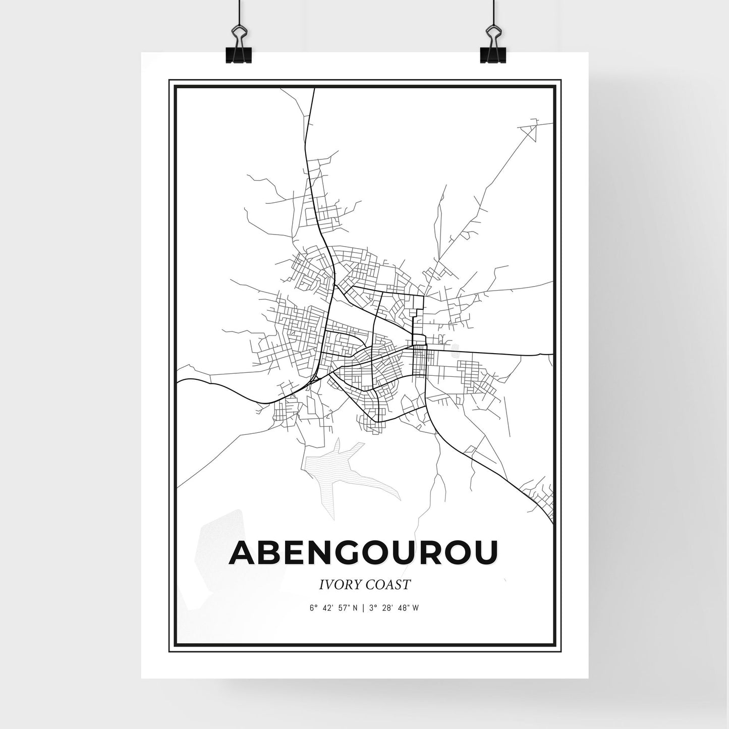 Abengourou Ivory Coast - Premium City Map Poster