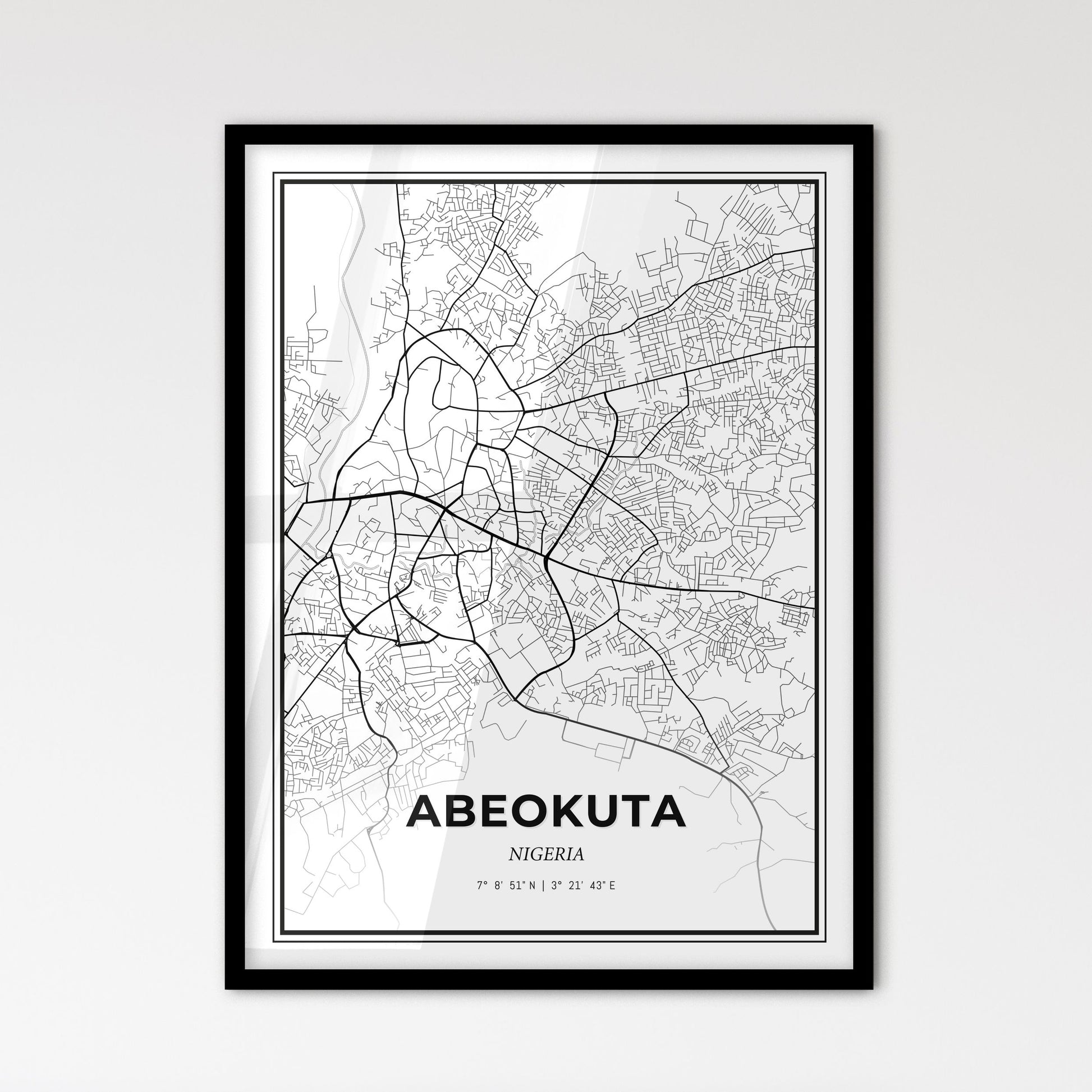 Abeokuta Nigeria - Scandinavian Style City Map for Modern Home Decor