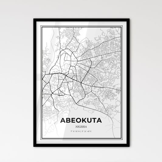 Abeokuta Nigeria - Scandinavian Style City Map for Modern Home Decor