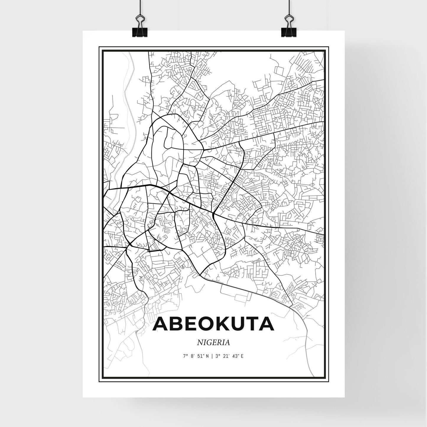 Abeokuta Nigeria - Premium City Map Poster