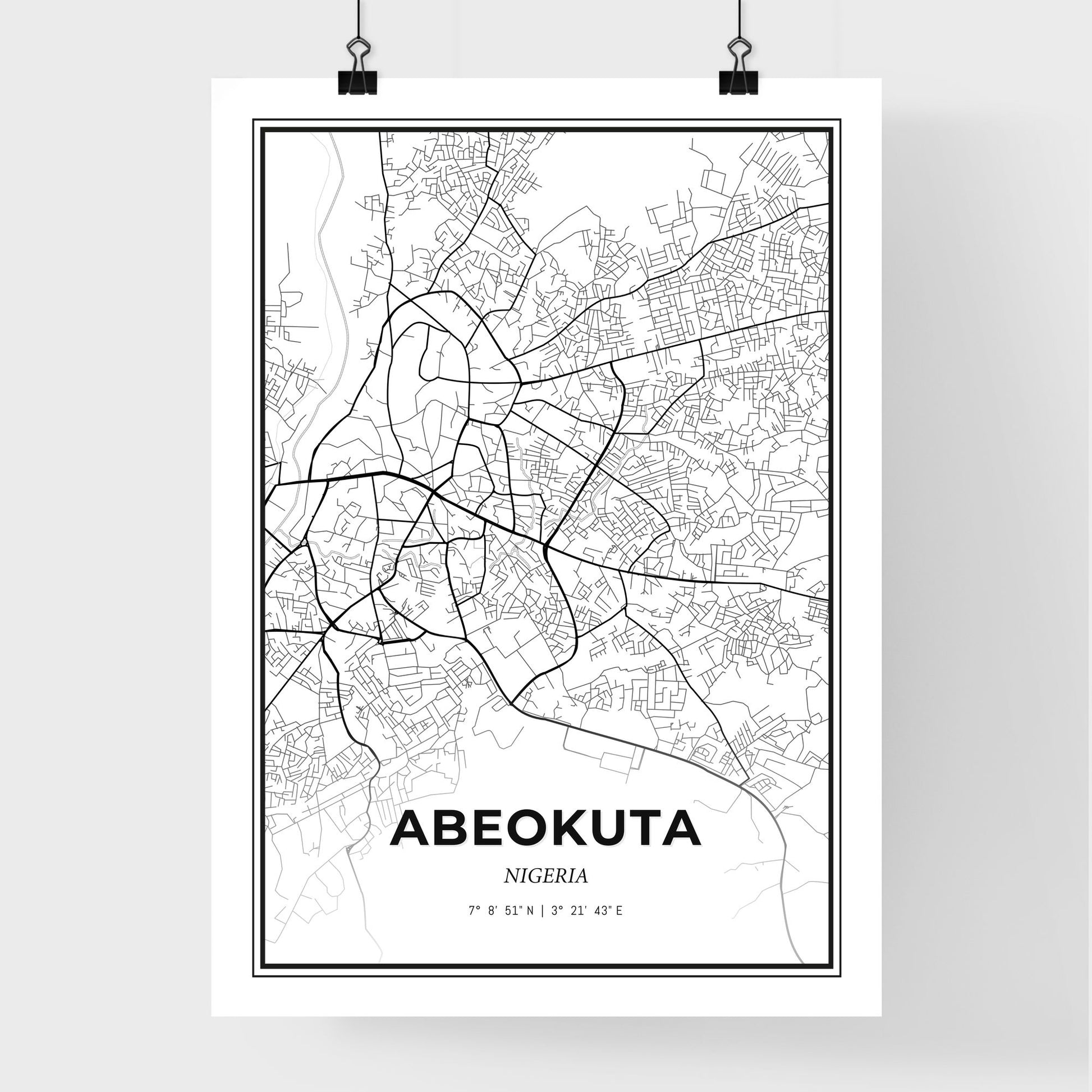 Abeokuta Nigeria - Premium City Map Poster