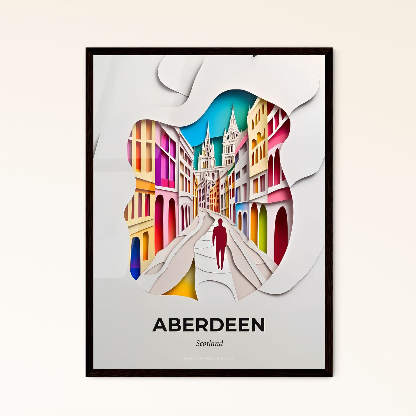 Vivid Aberdeen, Scotland - a person walking down a street in a paper cutout