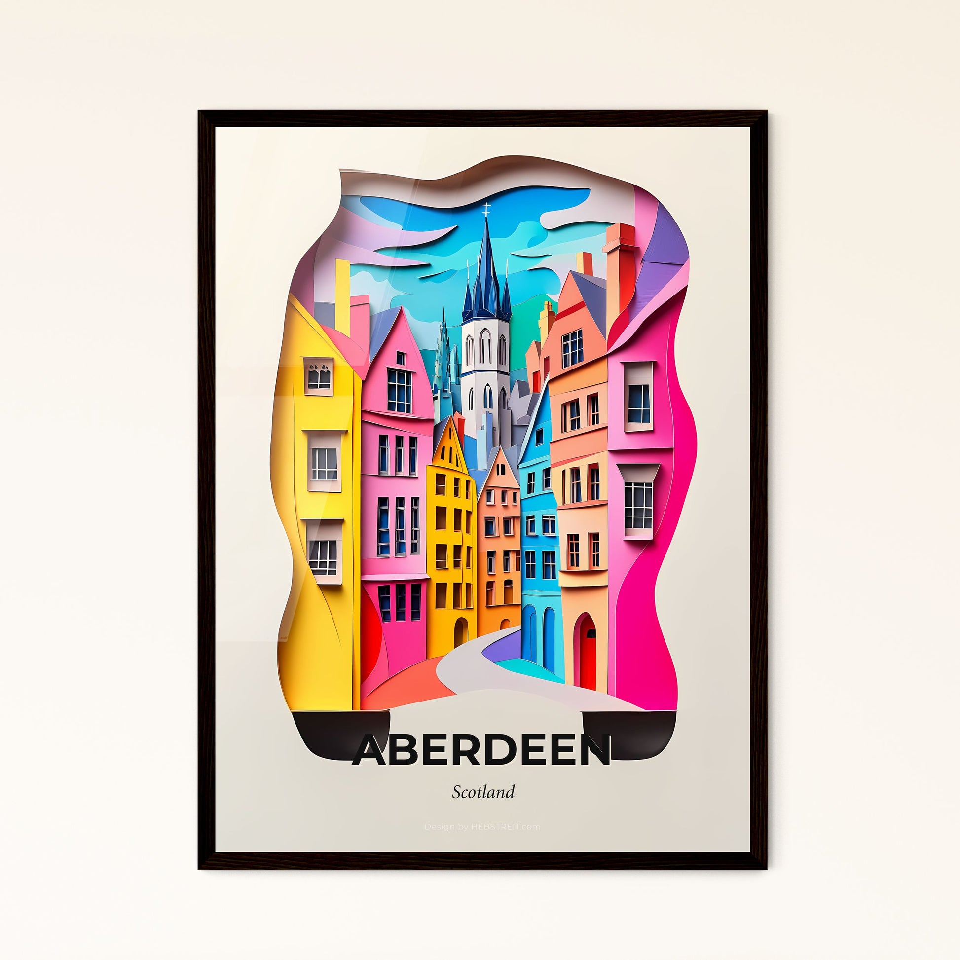 Vivid Aberdeen, Scotland - a paper cut of a city with a clock tower