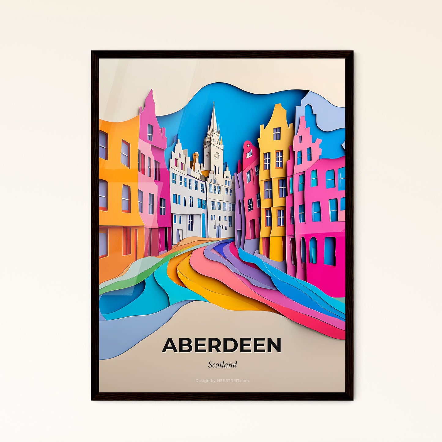 Vivid Aberdeen, Scotland - a colorful city with a clock tower in the background