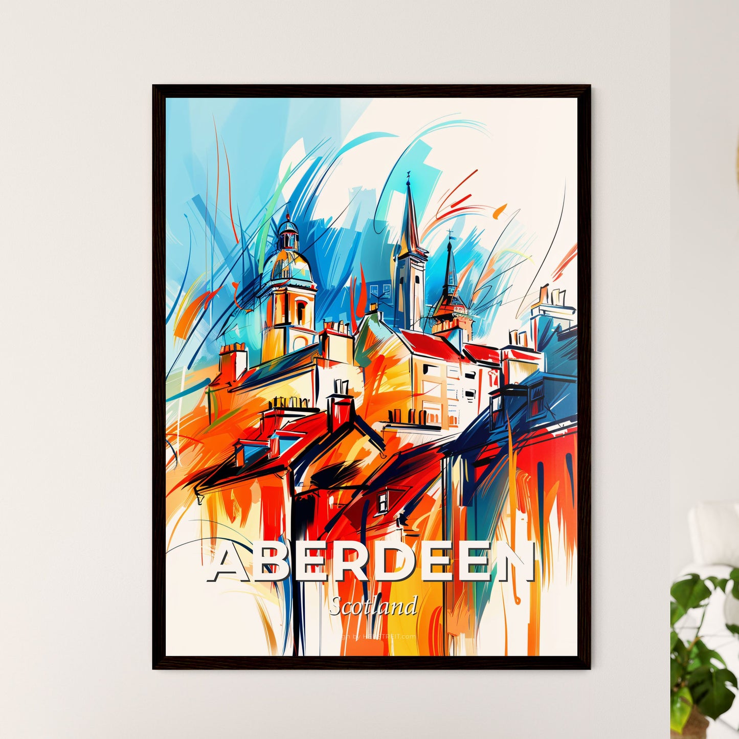 Vibrant Aberdeen, Scotland - A Painting Of A City