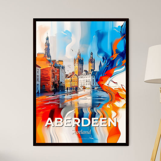 Vibrant Aberdeen, Scotland - A Colorful Painting Of Buildings And A Street