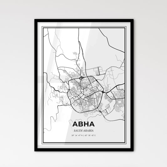 Abha Saudi Arabia - Scandinavian Style City Map for Modern Home Decor