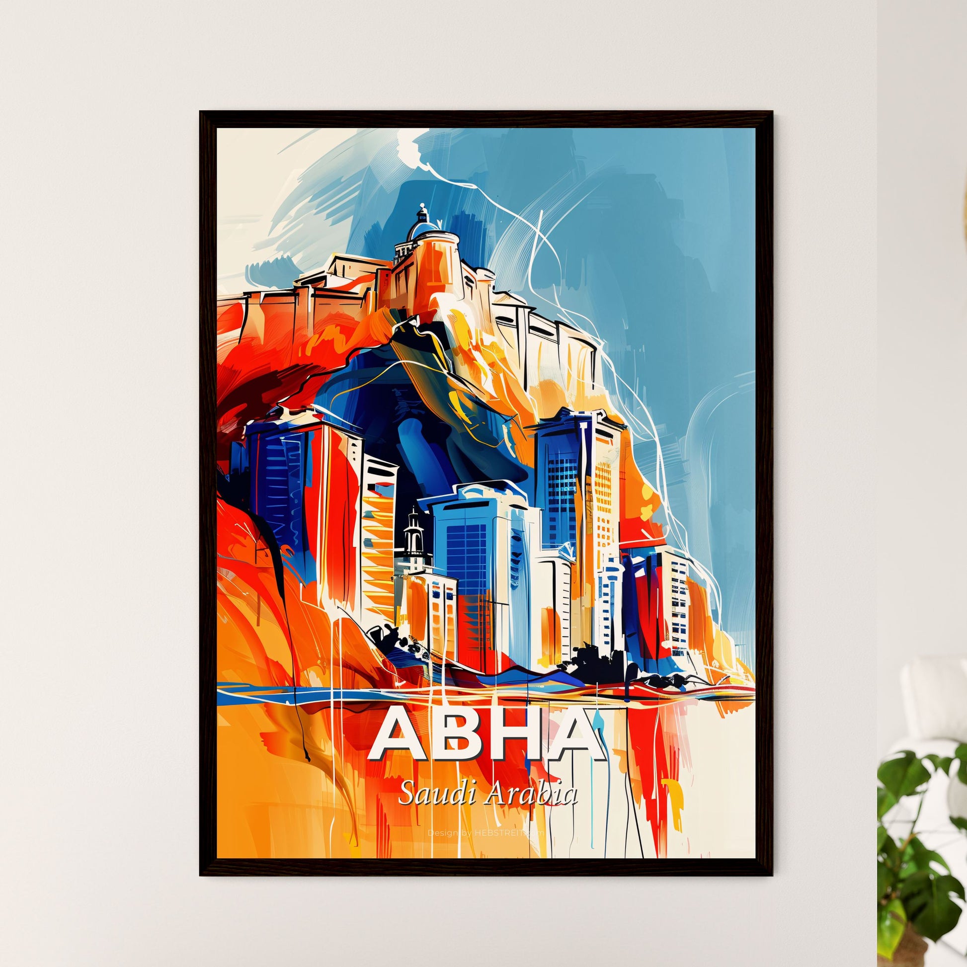 Vibrant Abha, Saudi Arabia - A Painting Of A City On A Hill