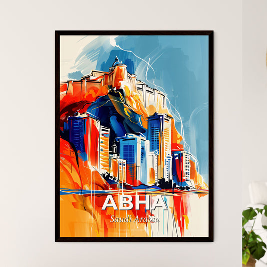 Vibrant Abha, Saudi Arabia - A Painting Of A City On A Hill