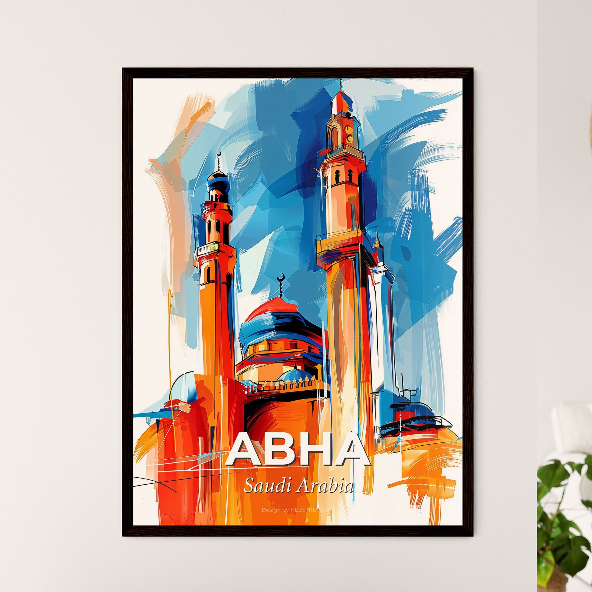 Vibrant Abha, Saudi Arabia - A Painting Of A Building With Towers