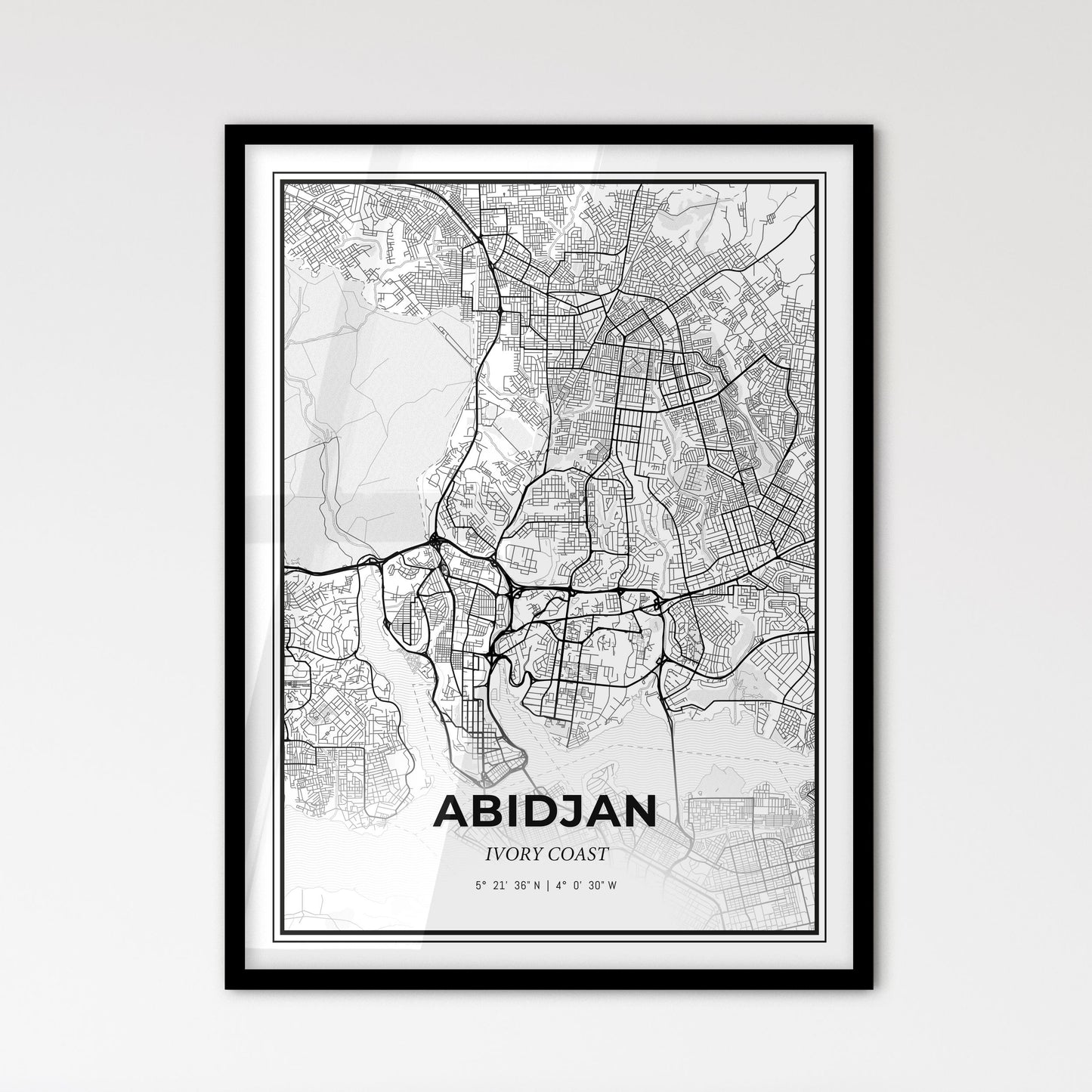 Abidjan Ivory Coast - Scandinavian Style City Map for Modern Home Decor