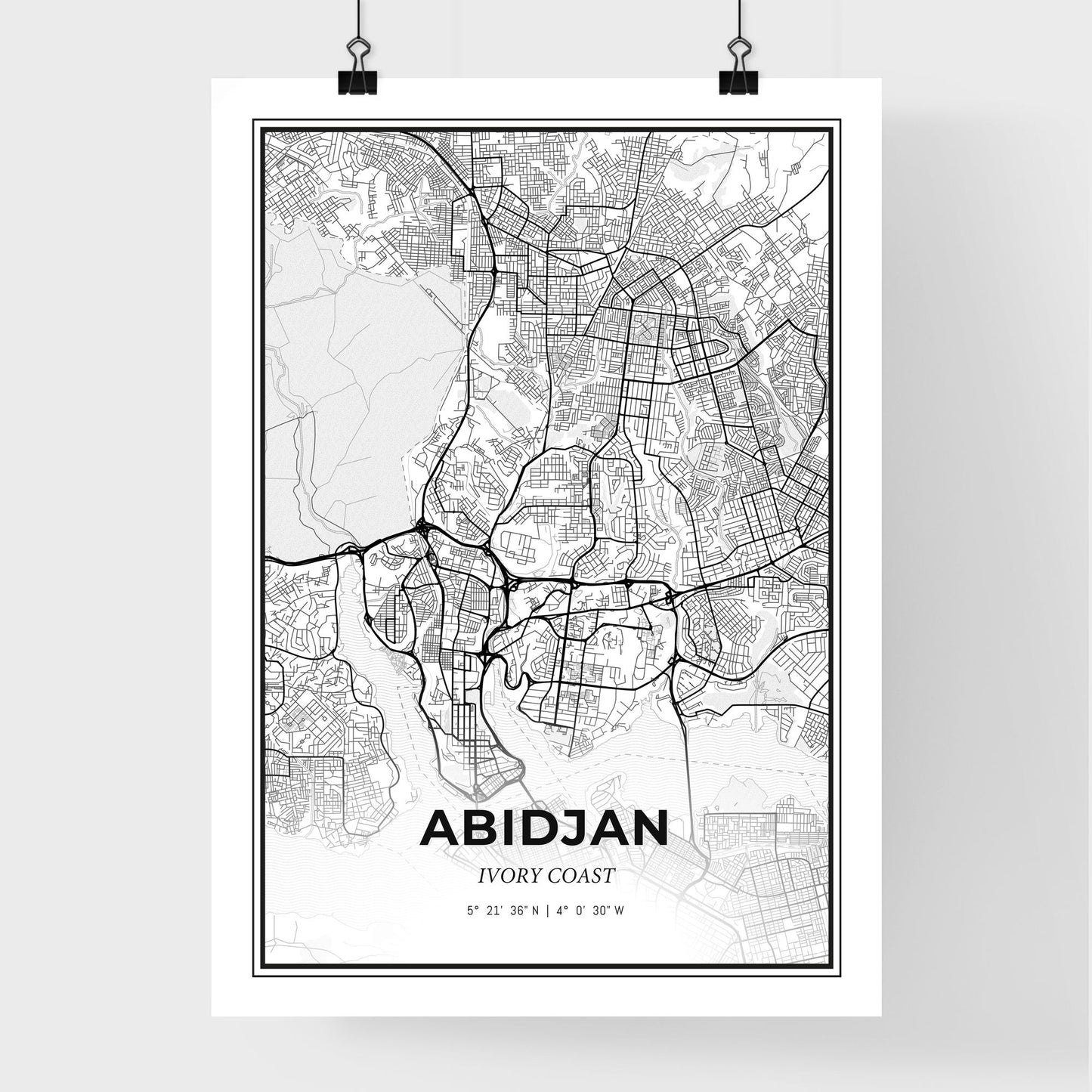 Abidjan Ivory Coast - Premium City Map Poster