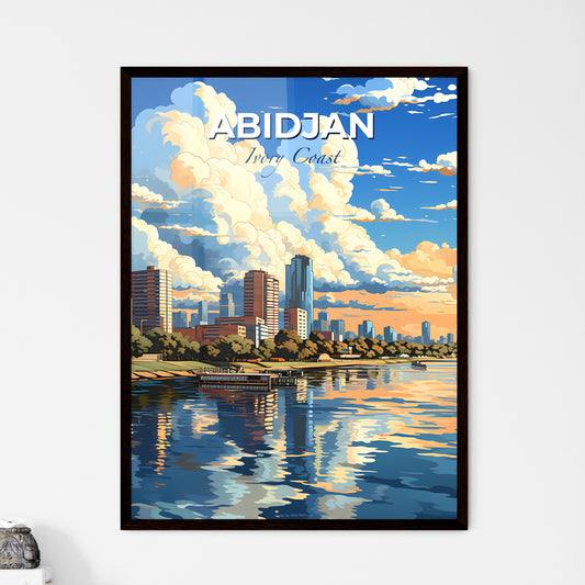 Artistic Impression: Abidjan Ivory Coast City Skyline with Water and Clouds Default Title