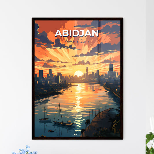 Colorful Sunset Over City Skyline in Abidjan Ivory Coast Painting Default Title