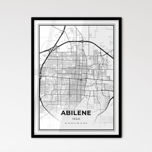 Abilene Texas - Scandinavian Style City Map for Modern Home Decor