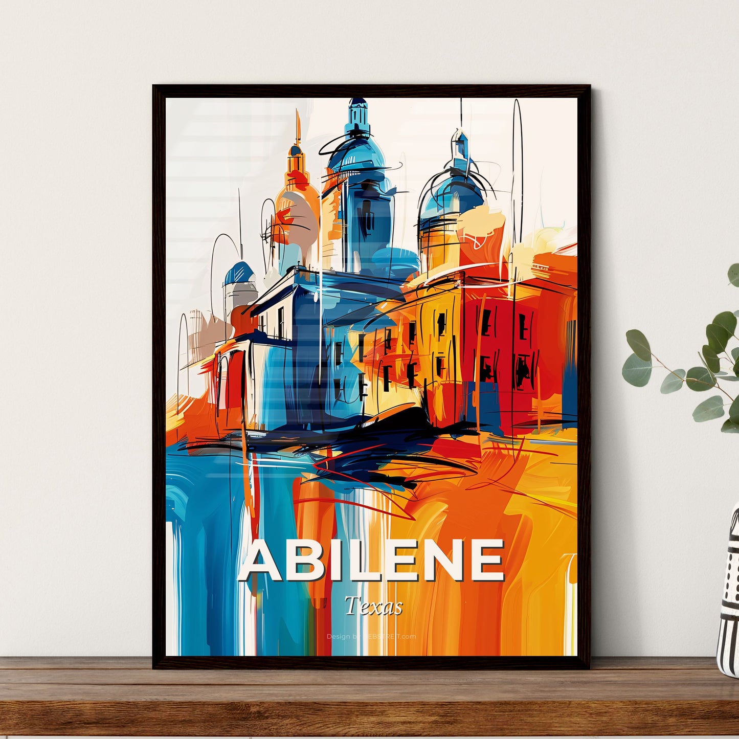 Vibrant Abilene, Texas - A Painting Of Buildings And Towers