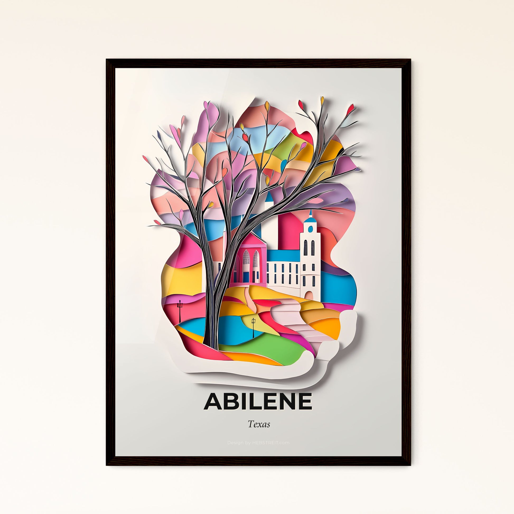 Vivid Abilene, Texas - a paper cut of a tree with a building in the background