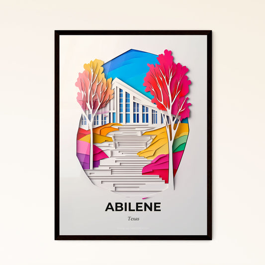 Vivid Abilene, Texas - a paper cut of a city with a church