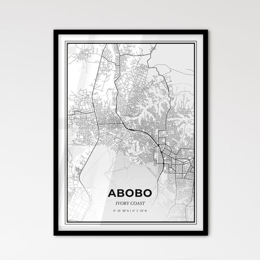 Abobo Ivory Coast - Scandinavian Style City Map for Modern Home Decor