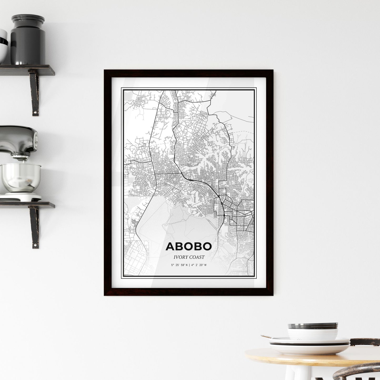 Abobo Ivory Coast - Minimal City Map