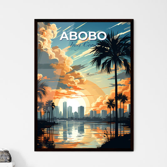 Vibrant Sunset Cityscape Painting: Ivory Coast Skyline at Dusk Default Title