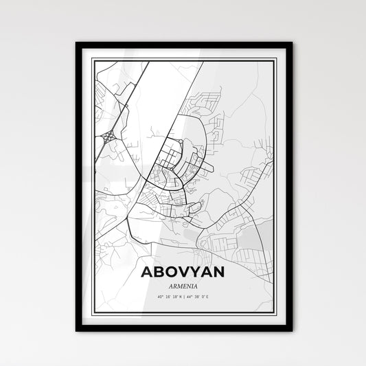 Abovyan Armenia - Scandinavian Style City Map for Modern Home Decor