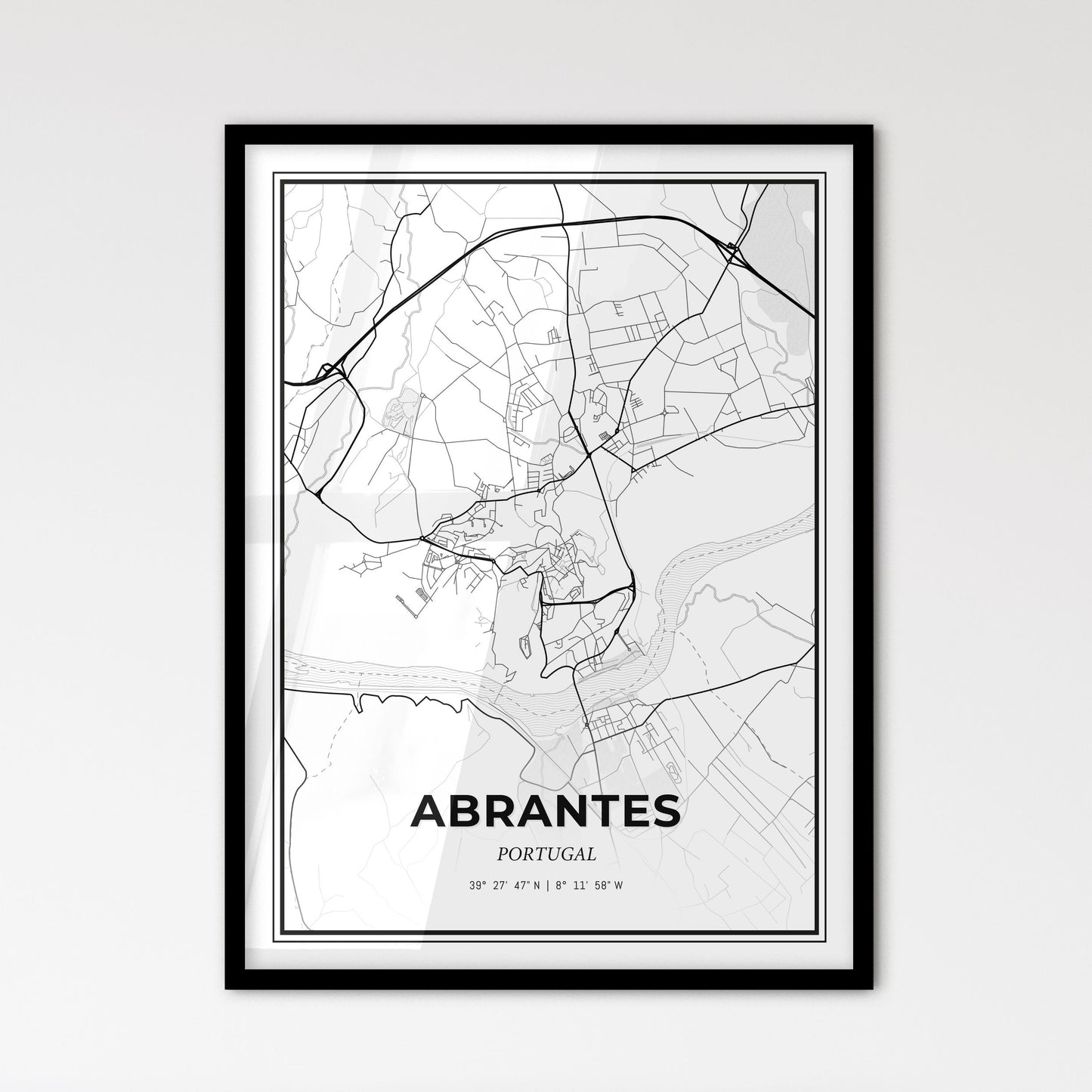 Abrantes Portugal - Scandinavian Style City Map for Modern Home Decor