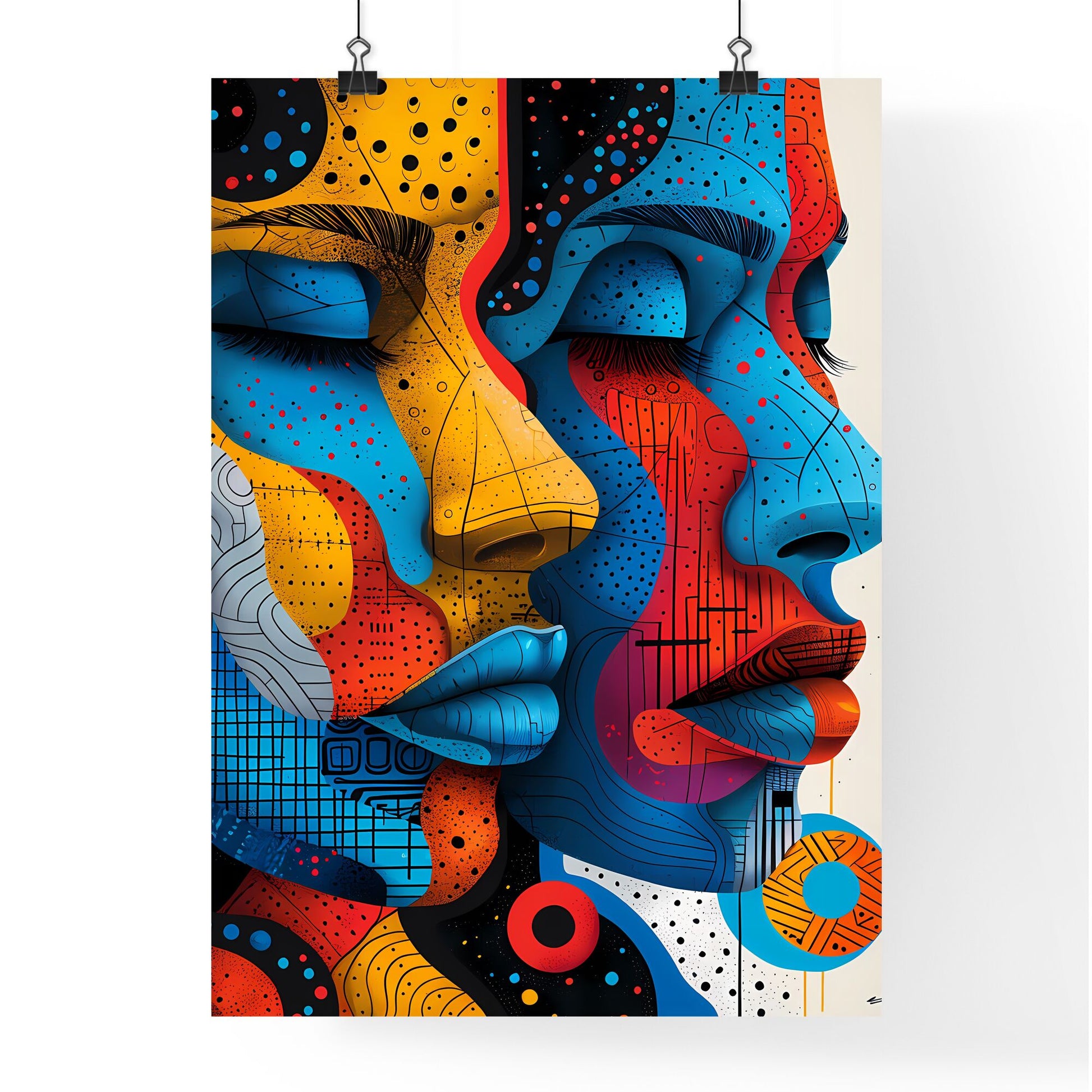 Abstract Art: Modern African Style with Patterns, Human Shapes, and Urban Vibes in Vibrant Pastel Colors - A Captivating Painting Image! Default Title