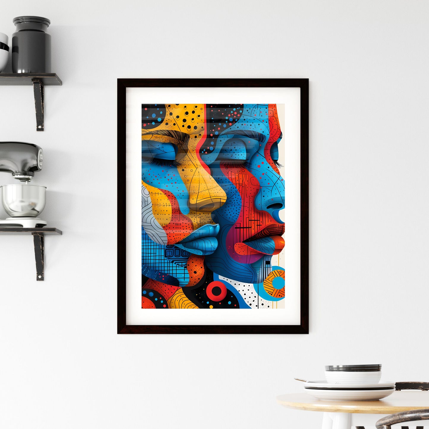 Abstract Art: Modern African Style with Patterns, Human Shapes, and Urban Vibes in Vibrant Pastel Colors - A Captivating Painting Image! Default Title