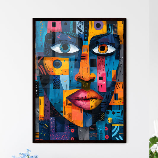 Vibrant Pastel African Art: Colorful Face on Urban Wall Featuring Abstract Patterns and Human Forms Default Title