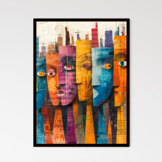 Abstract African Art: Vibrant Pastel Faces in Modern Urban Style, Featuring Human Shapes and Patterns Default Title
