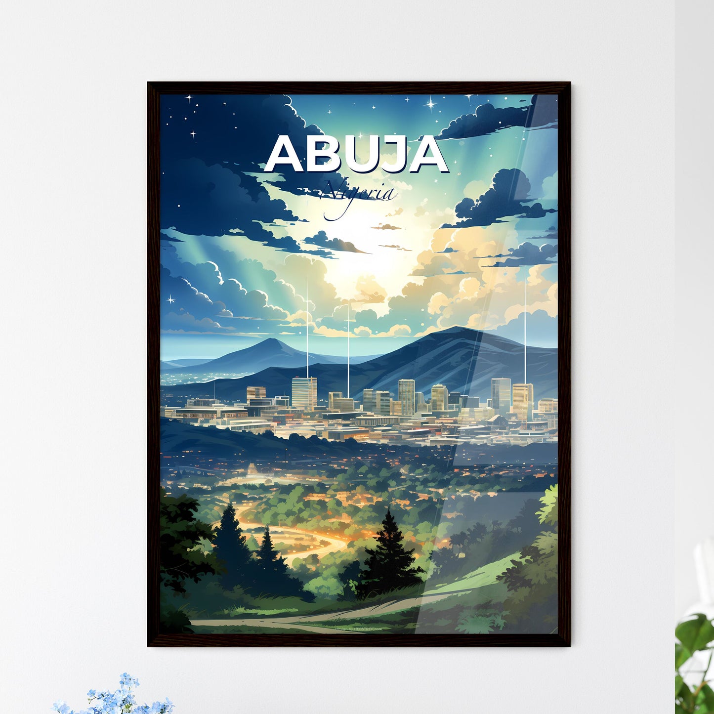 City Art Skyline Vibrant Painting Abuja Nigeria Mountains Africa Default Title