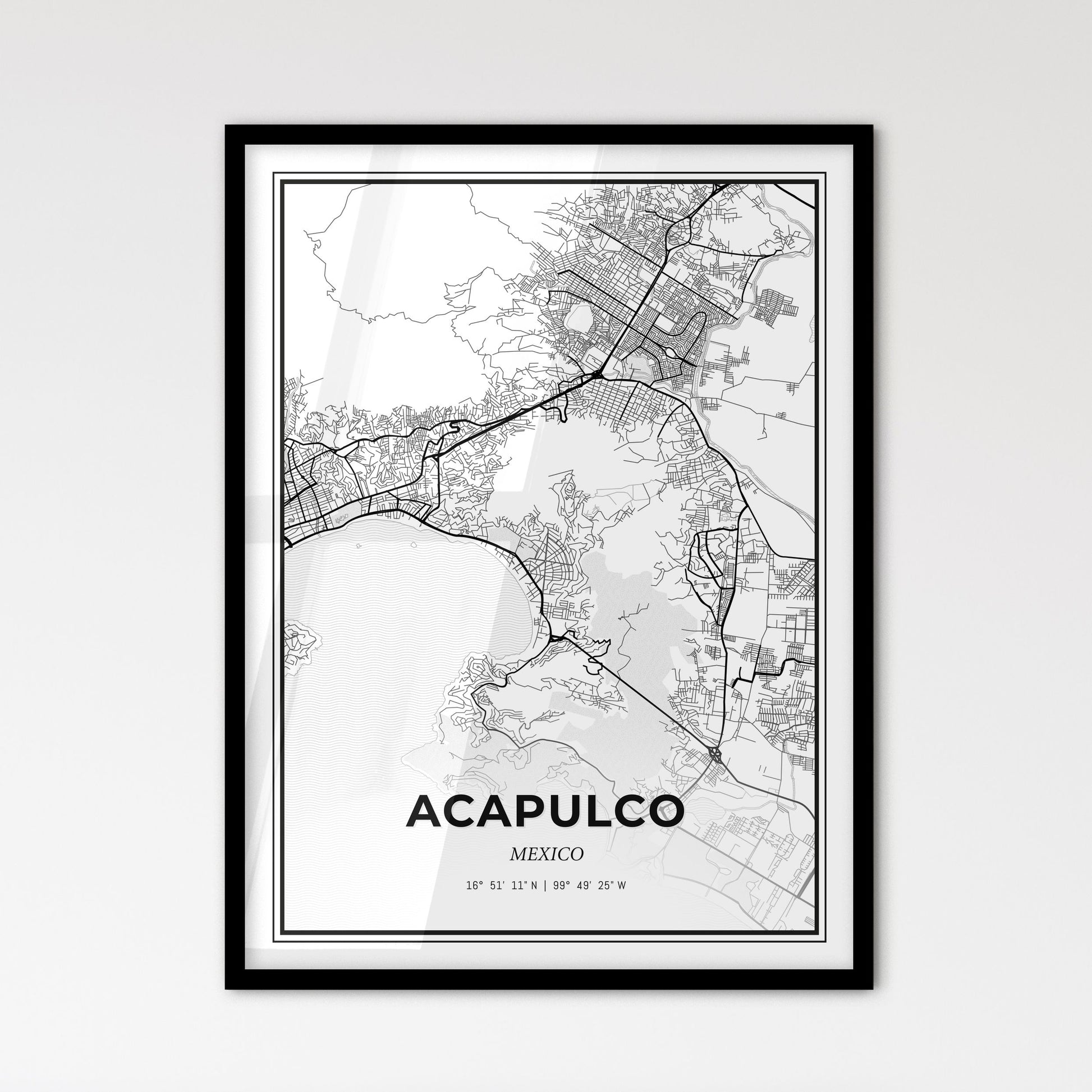 Acapulco Mexico - Scandinavian Style City Map for Modern Home Decor