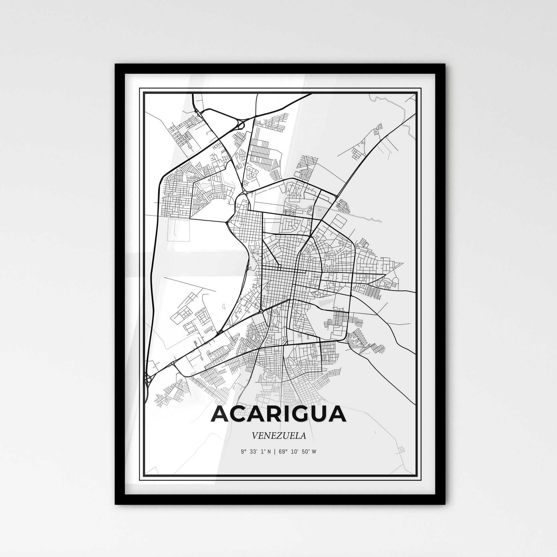 Acarigua Venezuela - Scandinavian Style City Map for Modern Home Decor