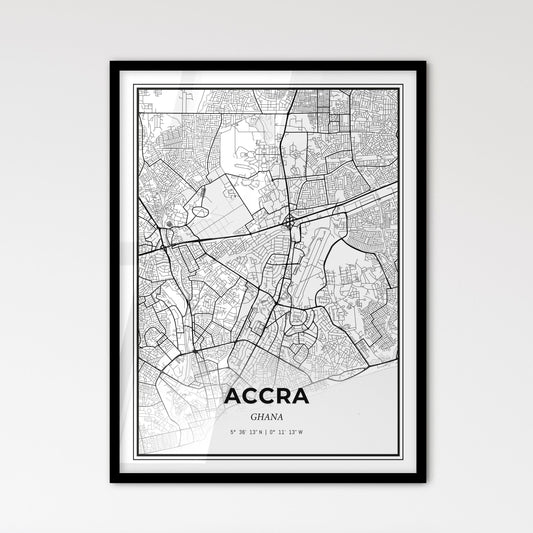 Accra Ghana - Scandinavian Style City Map for Modern Home Decor