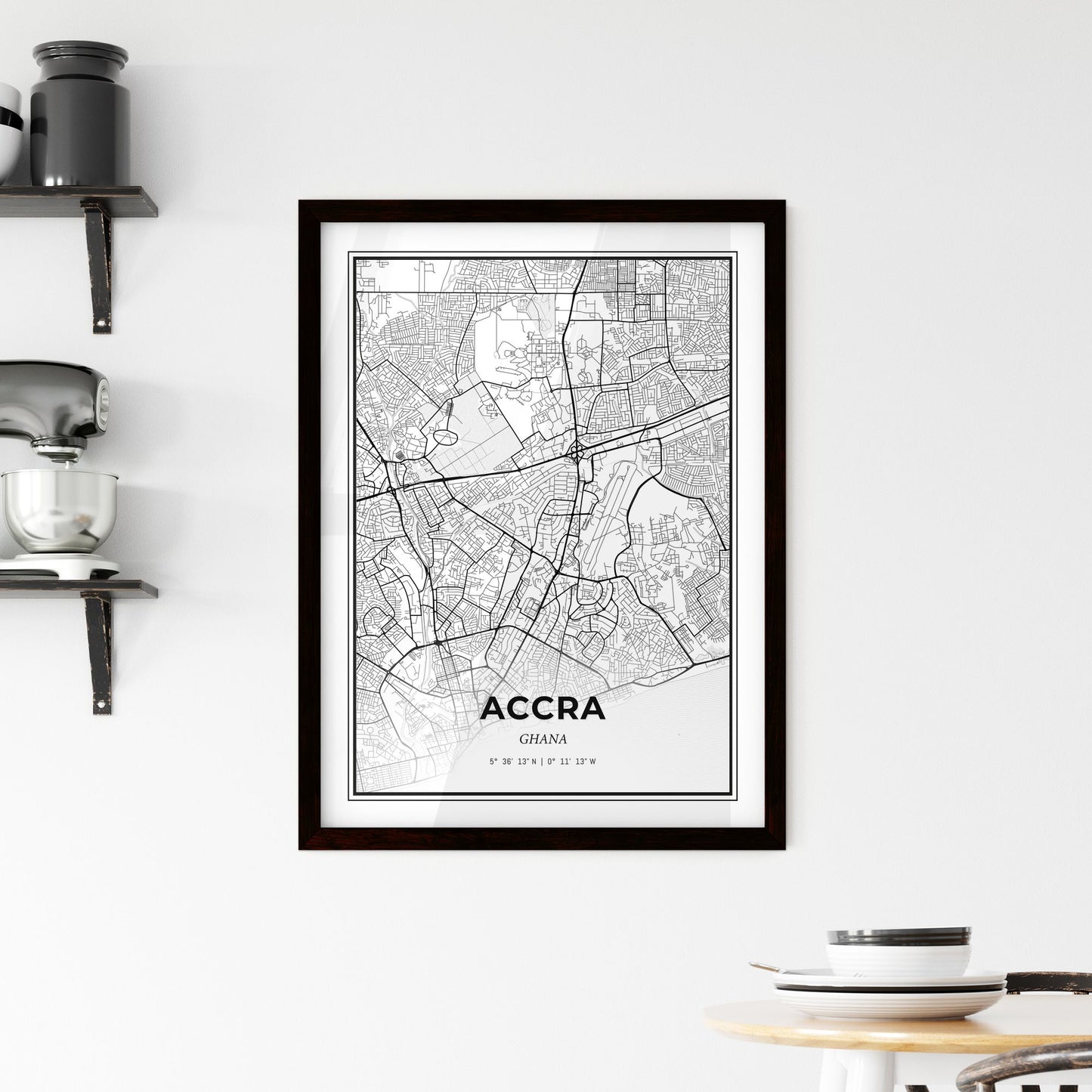 Accra Ghana - Minimal City Map