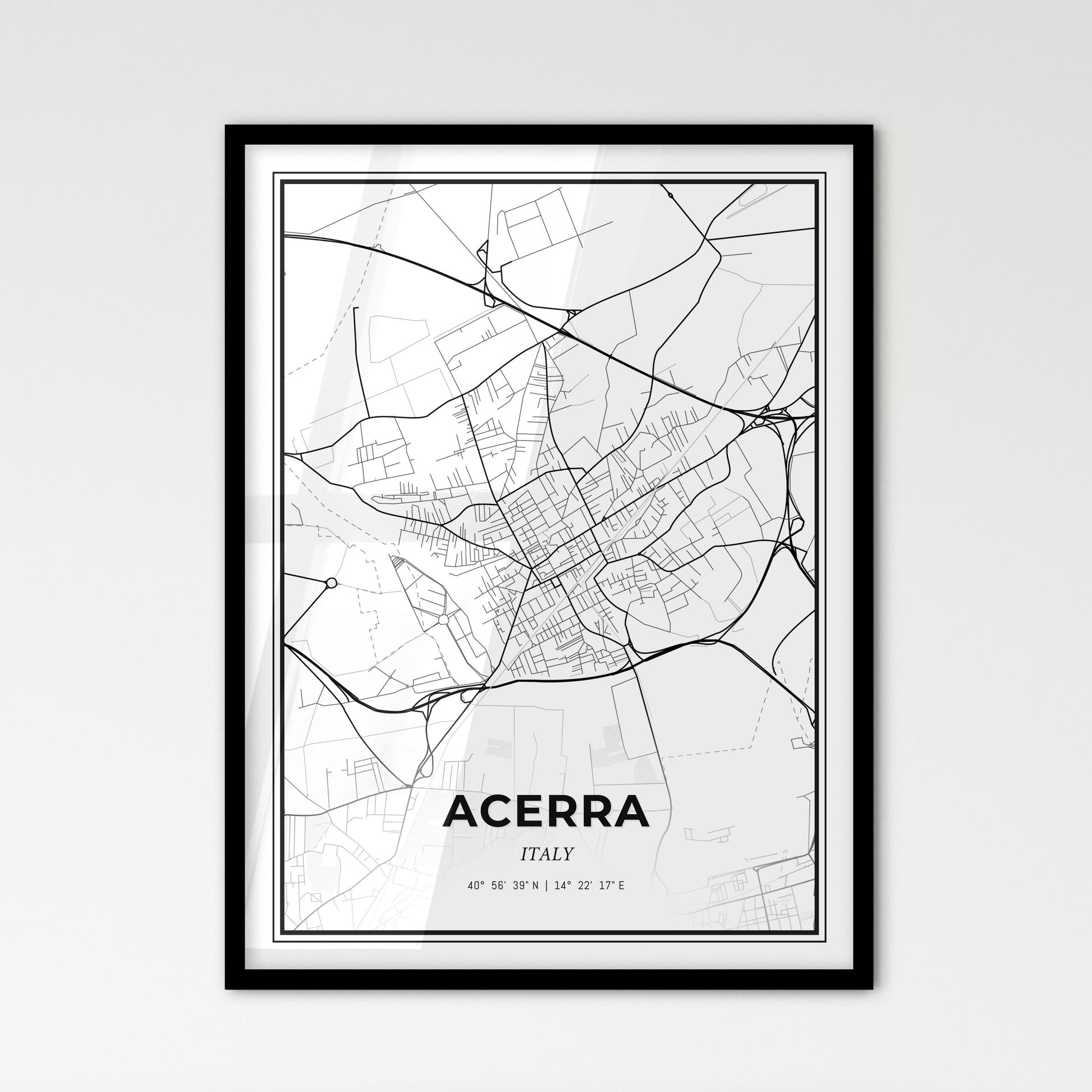 Acerra Italy - Scandinavian Style City Map for Modern Home Decor