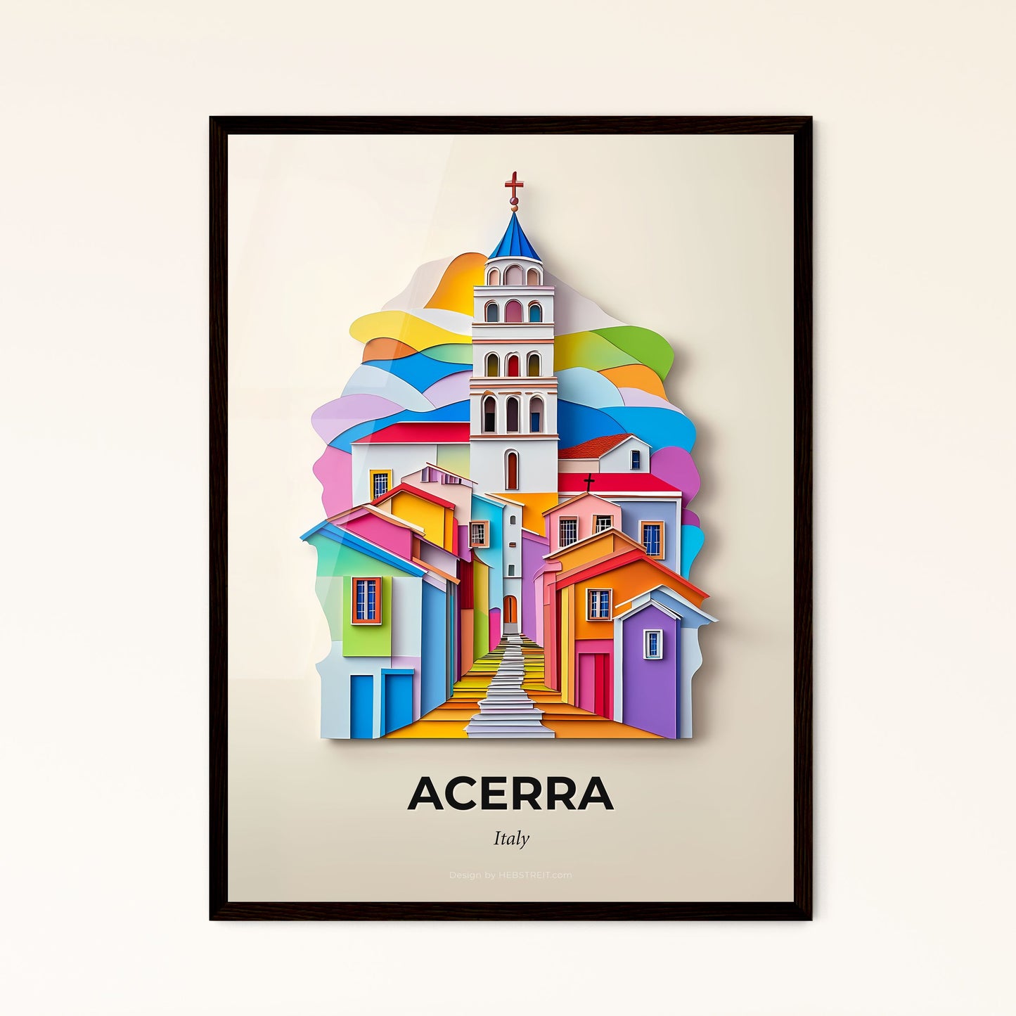 Vivid Acerra, Italy - a colorful city with a steeple and a steeple