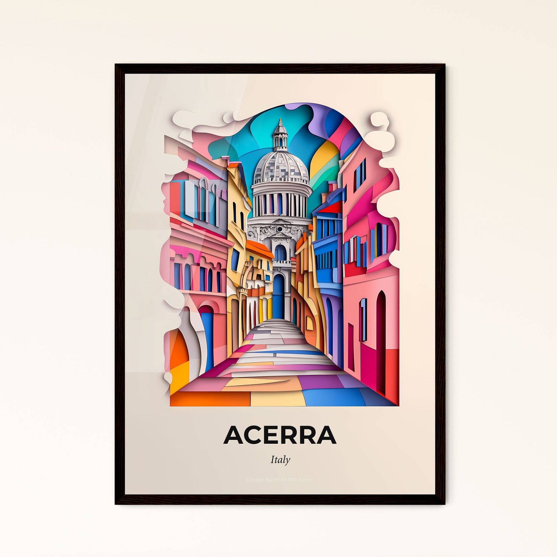 Vivid Acerra, Italy - a paper cut of a city with a dome