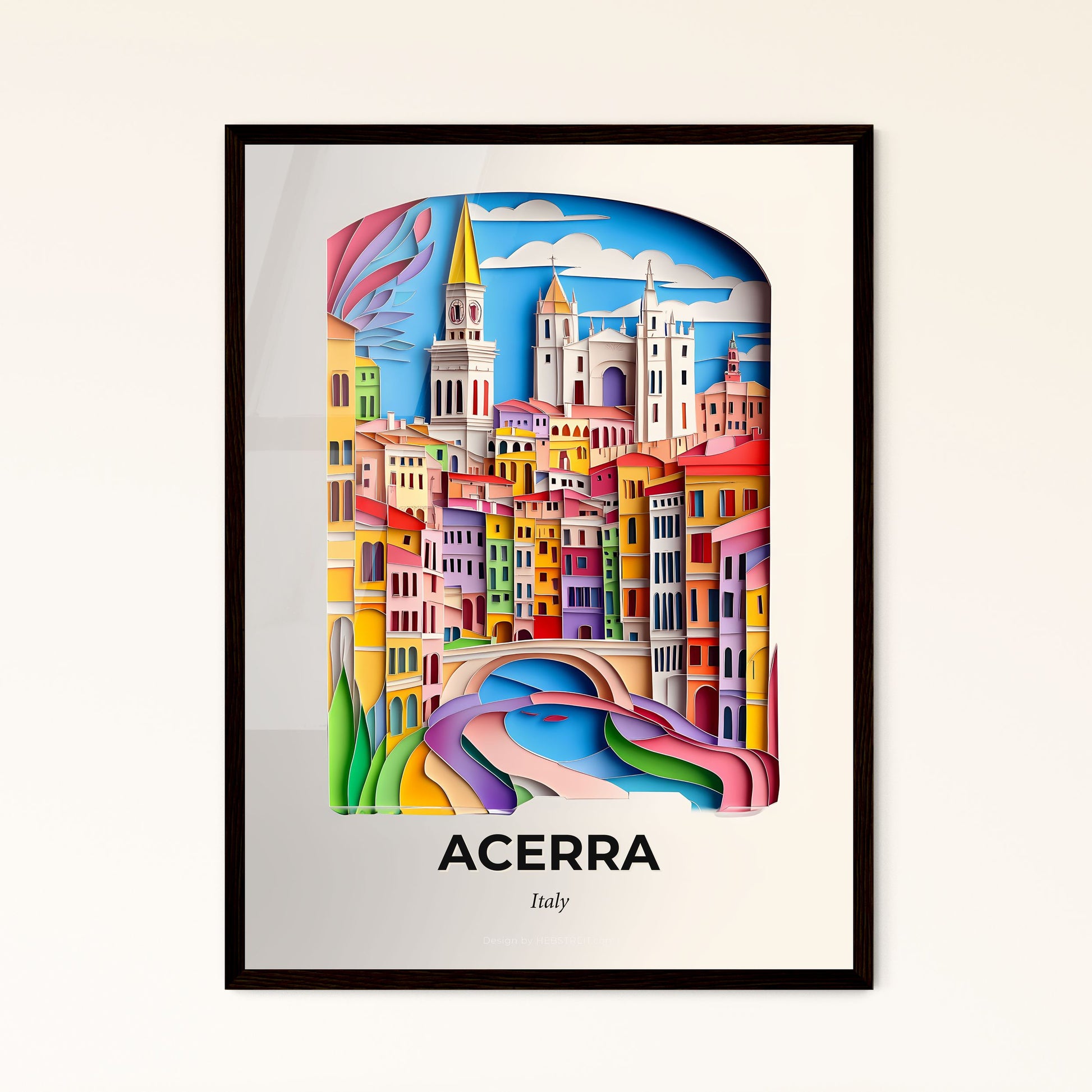 Vivid Acerra, Italy - a paper cut of a city with a bridge